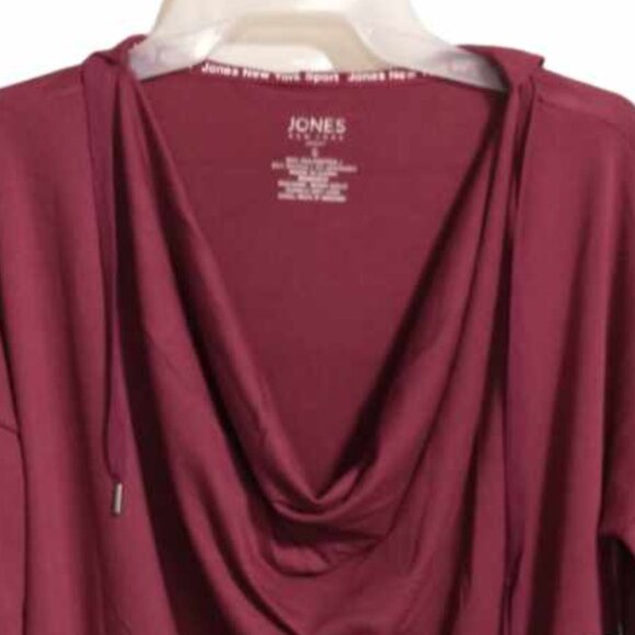 JONES NEW YORK SPORT women's pullover hooded sweatshirt burgundy Small w-031 - Picture 2 of 7